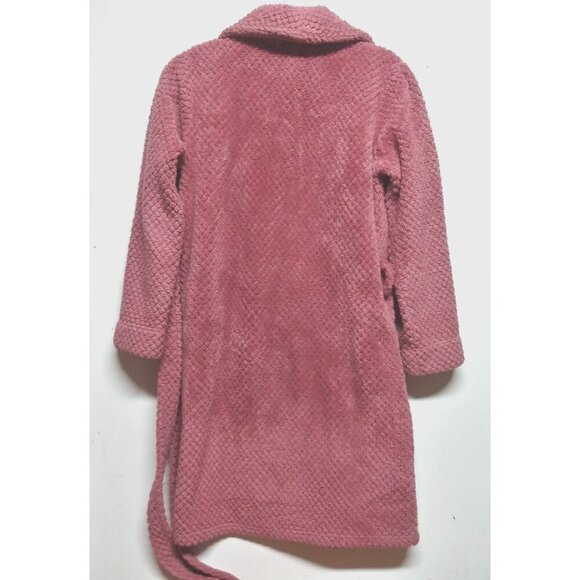 JASMINE ROSE intimate sleep robe/bath robe waffle-plush dusky pink tie pockets - Picture 3 of 8